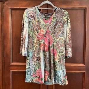 Multicolor velour tunic
